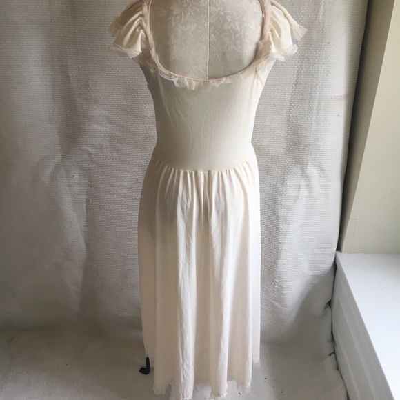 Vintage 70s Boho Festival Long Maxi Lace Trim Gown - Picture 5 of 8